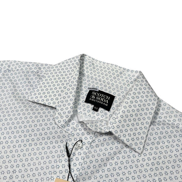 NWT Scotch & Soda Amsterdam Dress Shirt Sz 15.5 32/33 Geometric Blue Multi $180 - Picture 6 of 11